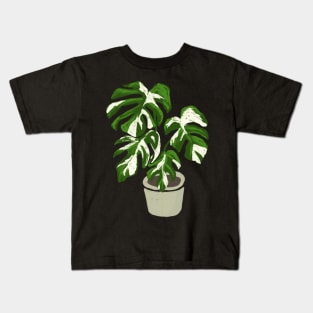 Monstera deliciosa variegated plant with fenestrations Kids T-Shirt